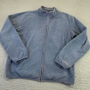 Uniqlo Fleece Jacket Mens Large Full Zip Blue Pockets 100% Polyester 146201